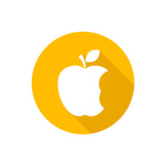 bitten apple flat icon with shadow