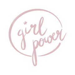 Girl power lettering circle pink