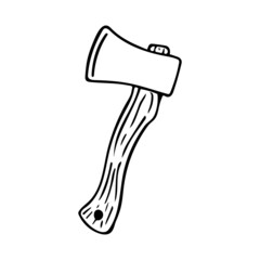 Hand drawn doodle axe. Vector lumberjack axes clipart. Outline.