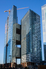skyscrapers in Moscow city against the blue sky