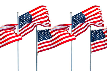 Isolated american flags on white background	