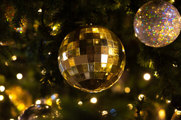 Fototapeta na wymiar Christmas balls with lights