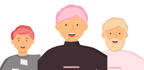 Naklejka premium Multiethnic group of people standing together community and togetherness concept, diversity portrait. Characters men and women isolated on white. Crowd community. Social diversity friends or relatives