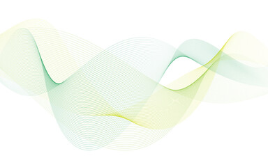 Wave lines flowing. Motion dynamic green and yellow lines isolated on white background. Abstract wave element for design. Vector illustration