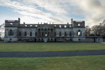 Fototapeta na wymiar Ruined Old Penicuik House. Penicuik House is located 10 miles south of Edinburgh