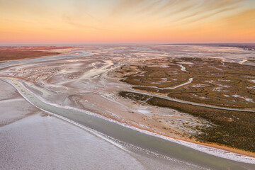 Vague de froid sur la Baie de Somme - vue aérienne
