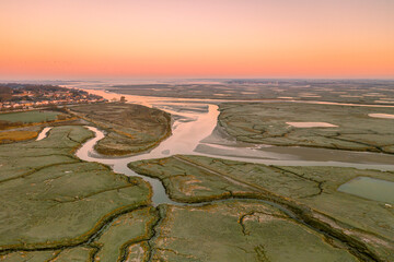 Lever du jour sur la baie de Somme - Vue aérienne