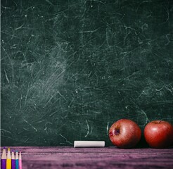 Beautiful view of set of stationery and classroom