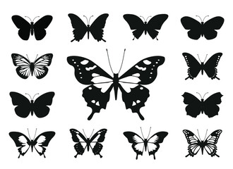 Set black vector Butterfly icon.