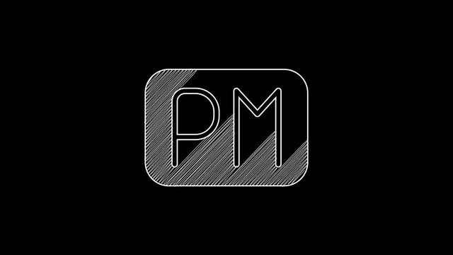 White line Day time icon isolated on black background. Time symbol. 4K Video motion graphic animation