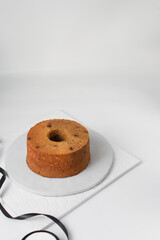 Bundt cake on a cake plate