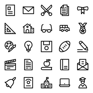 Outline icons for education.