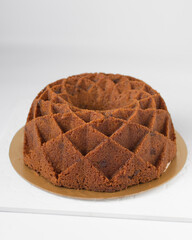 Bundt cake on a cake plate