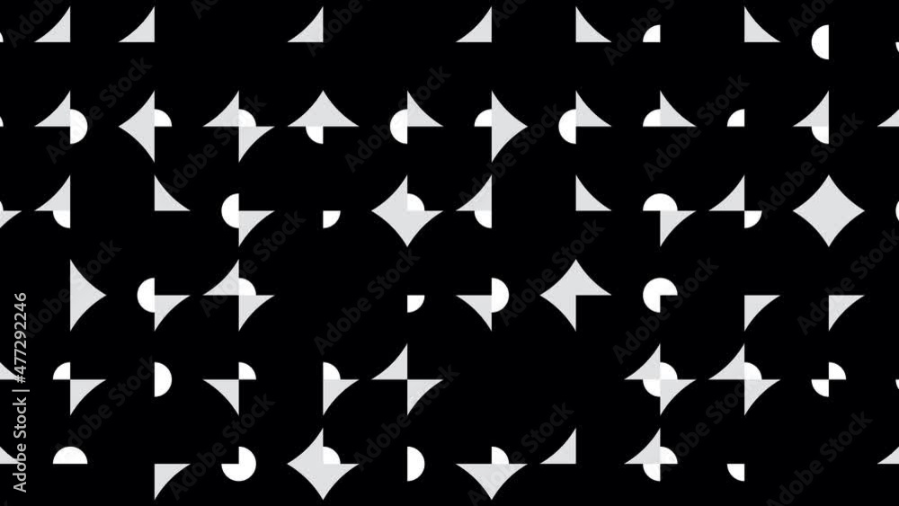 Poster abstract black and white mosaic with geometric shapes in minimal dynamic pattern. motion graphic bac