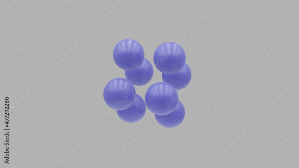 Poster violet balls rotates on a white background. abstract seamless loop 3d rendered motion graphic object