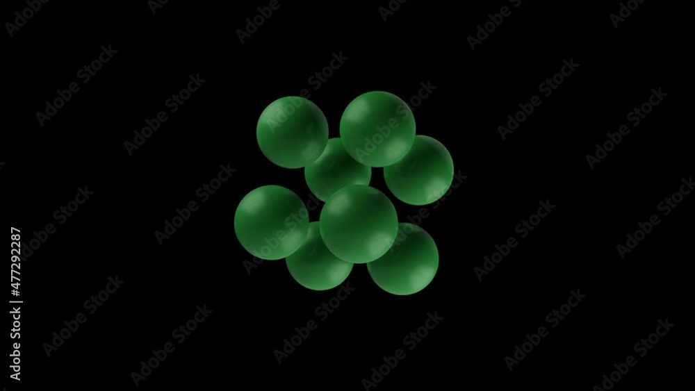 Aufkleber green balls moving on a black background. abstract seamless loop 3d rendered motion graphic objects