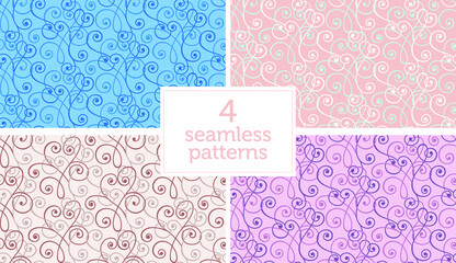 Four seamless abstract backgrounds with swirls.