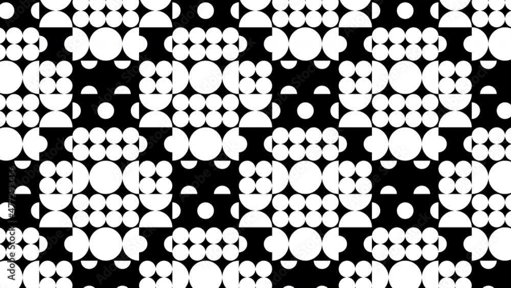 Aufkleber abstract black and white pattern. geometric shapes in minimal dynamic mosaic. motion graphic backgro