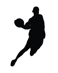 Basketball player in action is flying high.. Player silhouette on white. Sportsman.
