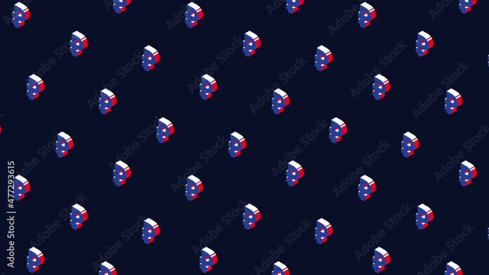 Aufkleber russian ruble isometric symbols in animated pattern on a dark background. seamless loop animation