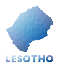 Low poly map of Lesotho. Geometric illustration of the country. Lesotho polygonal map. Technology, internet, network concept. Vector illustration.