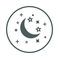 Galaxy, moon, star icon. Gray vector sketch.