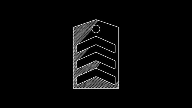 White line Chevron icon isolated on black background. Military badge sign. 4K Video motion graphic animation