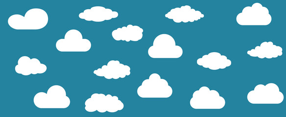 Clouds set isolated on background. Collection of clouds for web site, poster, placard and wallpaper. Creative modern concept. Clouds vector illustration