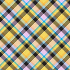 Rainbow Pastel Diagonal Plaid Tartan textured Seamless Pattern Design