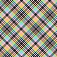 Rainbow Pastel Diagonal Plaid Tartan textured Seamless Pattern Design