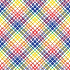 Rainbow Diagonal Plaid Tartan textured Seamless Pattern Design