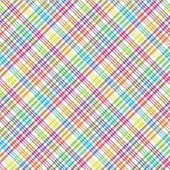 Rainbow Diagonal Plaid Tartan textured Seamless Pattern Design