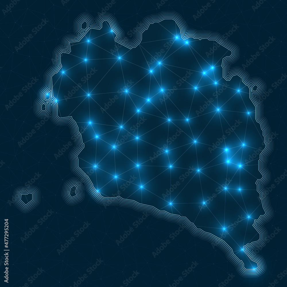 Poster ko pha ngan network map. abstract geometric map of the island. digital connections and telecommunica