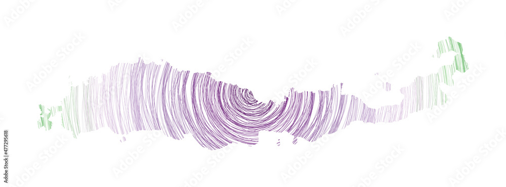 Poster flores map filled with concentric circles. sketch-style circles in the shape of the island. vector i