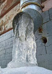 drain pipe with frozen water