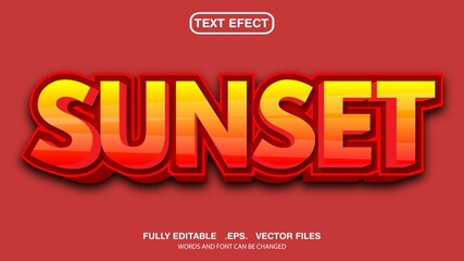 3D editable text effect and font style, sunset themed