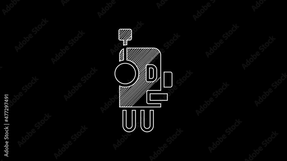 Poster white line robot icon isolated on black background. artificial intelligence, machine learning, cloud