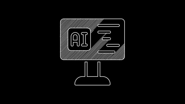 White line Software, web developer programming code icon isolated on black background. Javascript computer script random parts of program code. 4K Video motion graphic animation