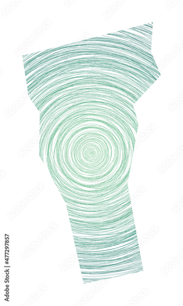 Poster vermont map filled with concentric circles. sketch-style circles in the shape of the us state. vecto