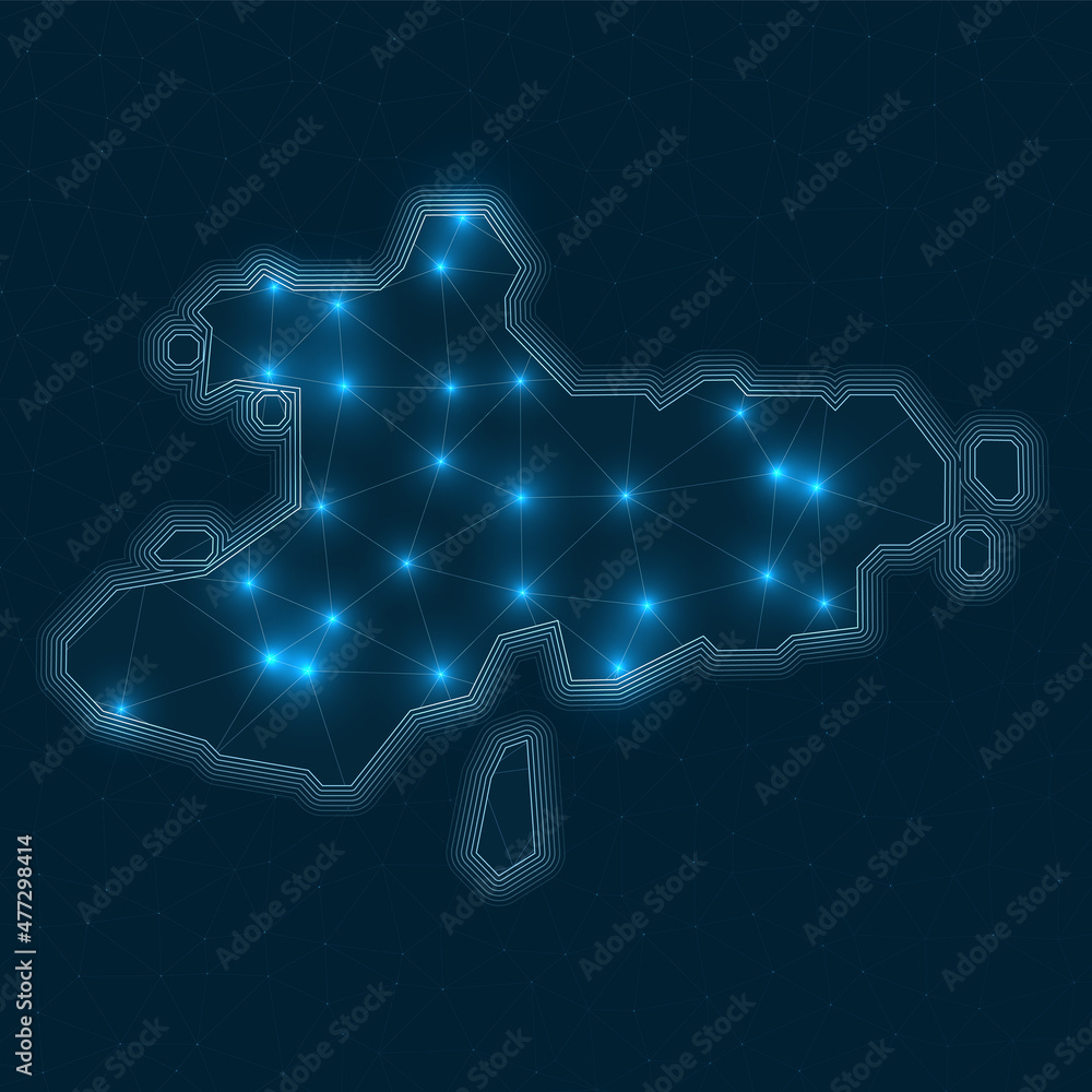 Aufkleber union island network map. abstract geometric map of the island. digital connections and telecommunic