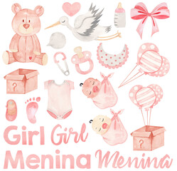 Set baby shower revelation tea Pink Girl