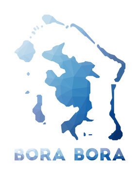 Low poly map of Bora Bora. Geometric illustration of the island. Bora Bora polygonal map. Vector illustration.