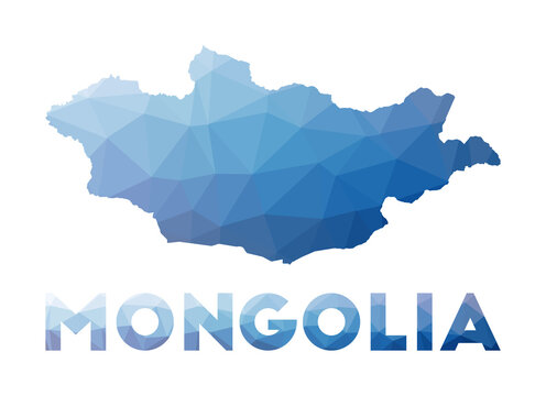 Low poly map of Mongolia. Geometric illustration of the country. Mongolia polygonal map. Technology, internet, network concept. Vector illustration.