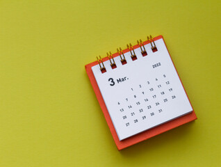 Calendar for March 2022.Desktop calendar for planning.