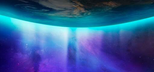 Aurora australis under the planet Earth "Elements of this image furnished by NASA"
