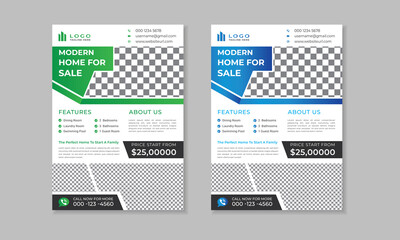 Obraz premium Modern home for sale real estate flyer template design for advertising