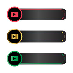 youtube logo icon set of three banners with arrows