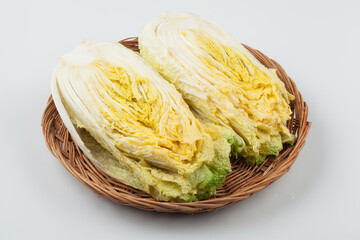 Cabbage, kimchi, kimchi iron, kimchi ingredients, cabbage, half, cut, yellow, agricultural...
