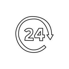 24 hours Icon  in black line style icon, style isolated on white background