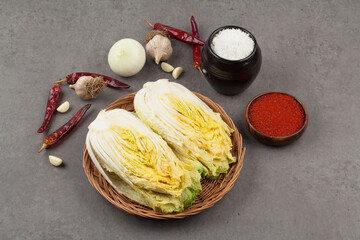 Cabbage, kimchi, kimchi iron, kimchi ingredients, cabbage, half, cut, yellow, agricultural...